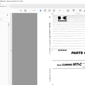 Kawasaki ENGINE CUMMINS M11-C PARTS CATALOG MANUAL PART No. AAAP08807-0 PDF
