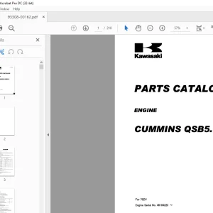 Kawasaki ENGINE CUMMINS QSB5.9 PARTS MANUAL 93308-00162 - PDF DOWNLOAD