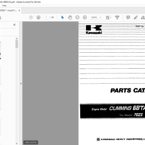 Kawasaki Engine CUMMINS 68TA5.9 For 70ZII Parts Manual - PDF