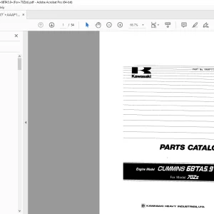 Kawasaki Engine CUMMINS 6STA5.9 For 70ZII Parts Manual - PDF