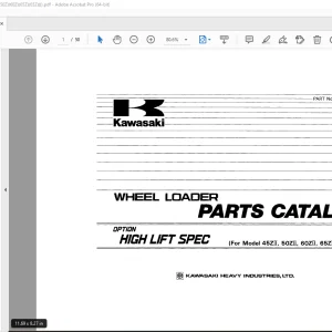 Kawasaki High Lift Spec For 45ZII 50ZII 60ZII 65ZII 65ZIII Parts Manual PDF