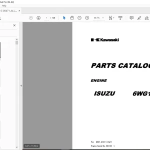 Kawasaki ISUZU 6WG1 Engine For 95Z7,97Z7,115Z7 Parts Manual - PDF