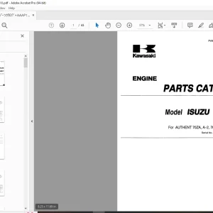 Kawasaki Isuzu 6BDG1T Engine For Authent 70ZA A-2 70ZIV IV-2 65DA Parts Manual - PDF