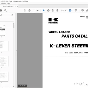 Kawasaki K-Lever Streering Wheel Loader For 90ZIV 90ZIV-2 115ZIV 115ZIV-2 Parts Manual PDF