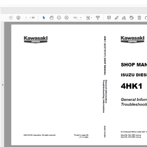 Kawasaki KCM 4HK1 ISUZU DIESEL ENGINE Wheel Loader For 62Z7 67Z7 Shop Manual PDF