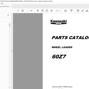Kawasaki KCM 60Z7 WHEEL LOADER DEUTZ TCD3.6L4 ENGINE PARTS MANUAL - PDF