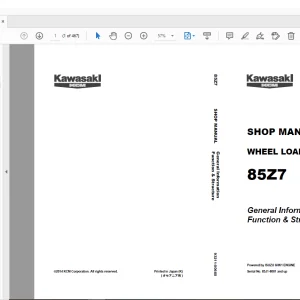 Kawasaki KCM 85Z7 WHEEL LOADER ISUZU 6HK1 ENGINE Shop Manual - PDF