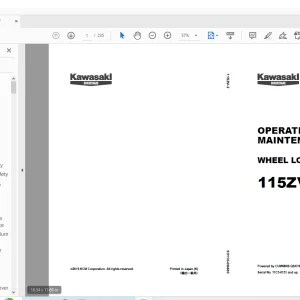 Kawasaki KCM WHEEL LOADER 115ZV-2 OPERATION & MAINTENANCE MANUAL 93116-00483