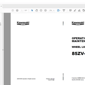 Kawasaki KCM Wheel Loader 85ZV-2 OPERATION & MAINTENANCE MANUAL 93111-00523 - PDF