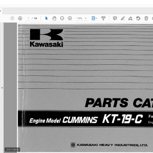 Kawasaki KT-19-C CUMMINS Engine For 110Z,110ZII Parts Manual - PDF