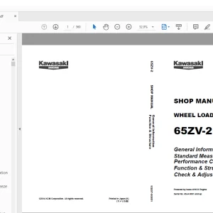 Kawasaki KCM WHEEL LOADER 65ZV-2 SHOP MANUAL 93207-00851  - PDF DOWNLOAD