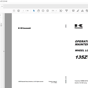 Kawasaki WHEEL DOZER 135ZV OPERATION & MAINTENANCE MANUAL 93117-00035 - PDF