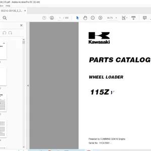 Kawasaki WHEEL LOADER 115Z V PARTS CATALOG Manual 93316-00106 - PDF DOWNLOAD