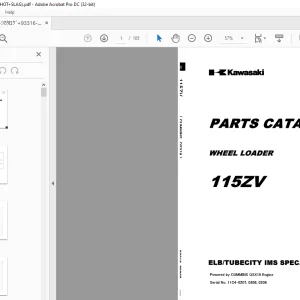 Kawasaki WHEEL LOADER 115Z V PARTS CATALOG Manual 93316-00260 - PDF