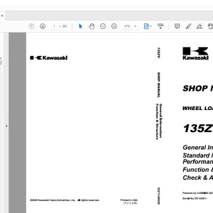 Kawasaki WHEEL LOADER 135ZV-2 SHOP MANUAL 93217-00060 - PDF DOWNLOAD