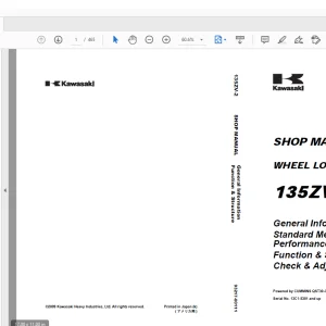 Kawasaki WHEEL LOADER 135ZV-2 SHOP MANUAL 93217-00111 - PDF DOWNLOAD