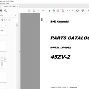 Kawasaki WHEEL LOADER 45ZV-2 PARTS MANUAL 93304-00100 PDF