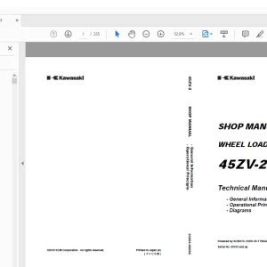 Kawasaki WHEEL LOADER 45ZV-2 SHOP MANUAL 93204-00080 - PDF DOWNLOAD