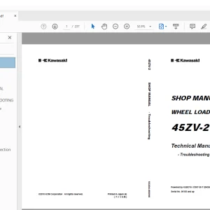 Kawasaki WHEEL LOADER 45ZV-2 SHOP MANUAL 93204-00090 - PDF