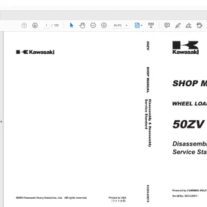 Kawasaki WHEEL LOADER 50ZV SHOP MANUAL 93205-00070 - PDF DOWNLOAD