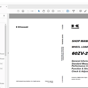 Kawasaki WHEEL LOADER 60ZV-2 SHOP Manual 93206-00111  - PDF DOWNLOAD