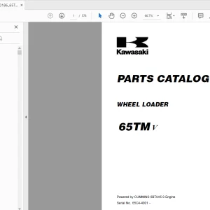 Kawasaki WHEEL LOADER 65TM V Parts MANUAL 93307-00186 - PDF