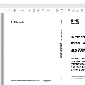 Kawasaki WHEEL LOADER 65TMV SHOP MANUAL 93207-00233 - PDF DOWNLOAD