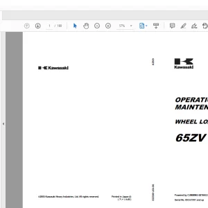 Kawasaki WHEEL LOADER 65ZV OPERATION & MAINTENANCE MANUAL 93107-00233 PDF