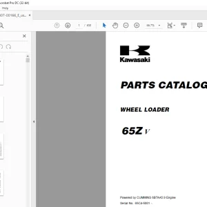 Kawasaki WHEEL LOADER 65ZV Parts MANUAL 93307-00166 - PDF DOWNLOAD