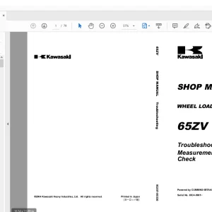 Kawasaki WHEEL LOADER 65ZV SHOP MANUAL 93207-00330 - PDF DOWNLOAD