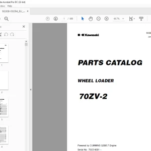 Kawasaki WHEEL LOADER 70ZV-2 PARTS CATALOG MANUAL 93308-00294 - PDF DOWNLOAD