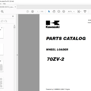 Kawasaki WHEEL LOADER 70ZV-2 Parts Manual 93308-00312  - PDF DOWNLOAD