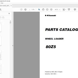 Kawasaki WHEEL LOADER 80Z5 PARTS CATALOG MANUAL 93309-00393 PDF