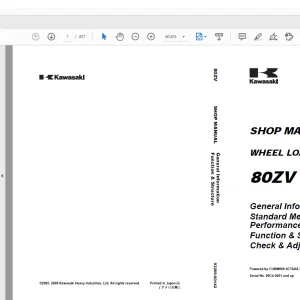 Kawasaki WHEEL LOADER 80ZV Shop MANUAL 93209-00142 - PDF DOWNLOAD