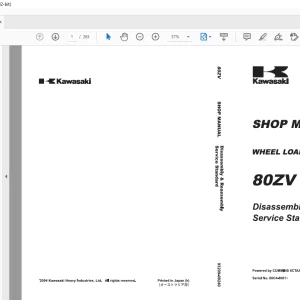 Kawasaki WHEEL LOADER 80ZV Shop MANUAL 93209-00240 - PDF DOWNLOAD