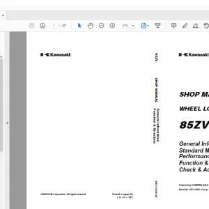 Kawasaki WHEEL LOADER 80ZV Shop MANUAL 93211-00143 - PDF DOWNLOAD