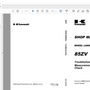 Kawasaki WHEEL LOADER 80ZV Shop MANUAL 93211-00220 - PDF