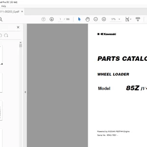 Kawasaki WHEEL LOADER 85Z IV-2 PARTS CATALOG MANUAL 93311-00203 - PDF DOWNLOAD