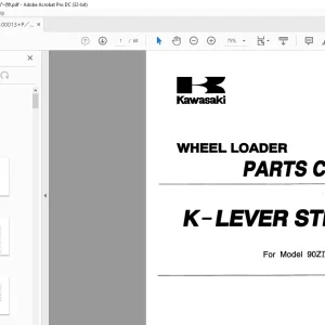 Kawasaki WHEEL LOADER 90ZN, IV-2 -115ZIV,N-2 K-LEVER STEERING PARTS CATALOG MANUAL  PDF