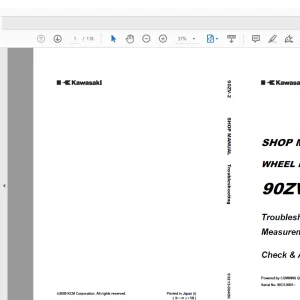 Kawasaki WHEEL LOADER 90ZV-2 SHOP MANUAL 93213-00450 - PDF DOWNLOAD