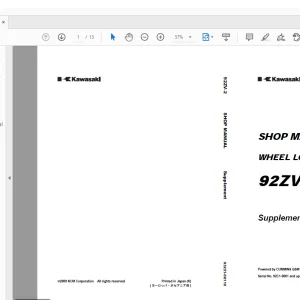 Kawasaki WHEEL LOADER 92ZV-2 SHOP MANUAL 93221-00110 - PDF DOWNLOAD