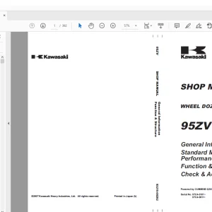 Kawasaki WHEEL LOADER 95ZV SHOP MANUAL 93215-00292 - PDF DOWNLOAD
