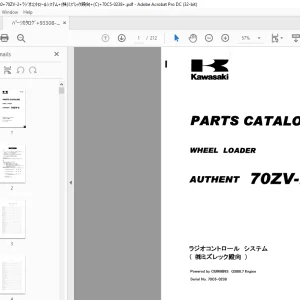 Kawasaki WHEEL LOADER AUTHENT 70ZV-2 Parts Manual 93308-00380 - PDF DOWNLOAD