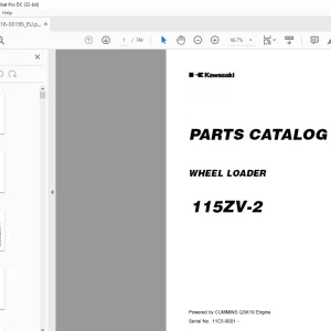 Kawasaki Wheel Loader 115ZV-2 Parts Catalog Manual 93316-00195 - PDF DOWNLOAD