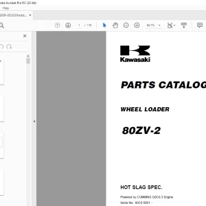 Kawasaki Wheel Loader 80ZV-2 Parts Manual 93309-00320  - PDF DOWNLOAD