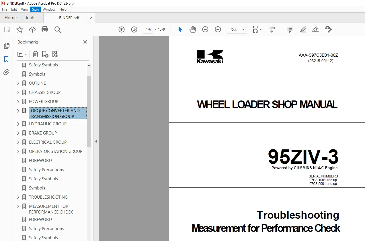 Kawasaki Wheel Loader 95ZIV-3 Operation Maintenance Shop Parts Manual - PDF DOWNLOAD - Image 4