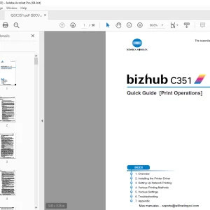 Konica Minolta bizhub C351 Print Operations Quick Guide Manual - PDF