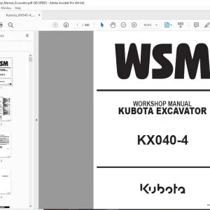 Kubota KX040-4 Excavator Workshop Manual - PDF DOWNLOAD