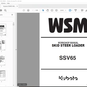 Kubota WSM SSV65 Skid Steer Loader Workshop Manual - PDF DOWNLOAD