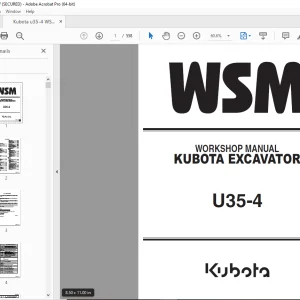Kubota WSM U35-4 Kubota Excavator Workshop Manual - PDF DOWNLOAD